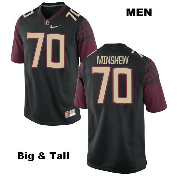 Men's NCAA Nike Florida State Seminoles #70 Cole Minshew College Big & Tall Black Stitched Authentic Football Jersey TOA5169LK